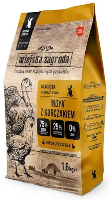 Obrázek produktu pro Wiejska Zagroda Indyk z kurczakiem suchá krmiva pro kočky 1,6 kg