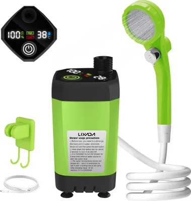 Produktbild von Campingdusche Tragbare, Camping Dusche mit mit Pumpe und Temperaturanzeige, Camping Dusche Outdoor Set mit Duschkopf für Garten, Autowaschen, Strand,
