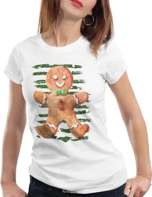 Produktbild von style3 Lebkuchenmann Damen T-Shirt weihnachtsmarkt pfefferkuchen, Größe:2XL