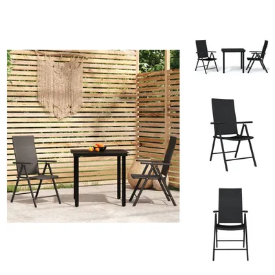 Produktbild von vidaXL 3-tlg. Garten-Essgruppe Schwarz -  Gartenmöbel-Sets
