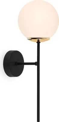 Immagine prodotto di Applique Siena nero-oro 1 luce vetro bianco E14