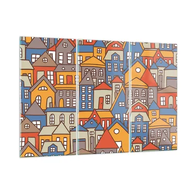 Produktbild von Bilder auf glas - Stadt Haus Straße - 105x70cm - Glasbilder - Wandbilder - Kunstdruck - zum Aufhängen bereit - Wanddekoration aus Glas - Glas Bilder - Wandbild auf Glas - 3 Teile - GCE105x70-3953