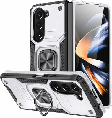 Immagine prodotto di Per Samsung Galaxy Z Fold5 5G Armor Magnet Ring Cover Custodia per telefoni cellulari argento