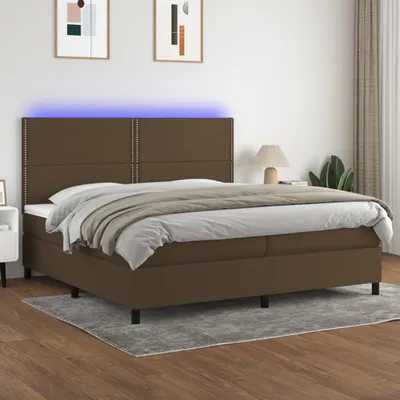Produktbild von The Living Store Boxspringbett mit Matratze & LED Dunkelbraun 200x200 cm Stoff