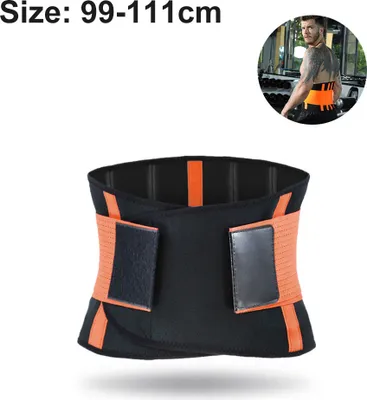 A product shot of a back support belt with a smaller inset image of a man wearing a similar belt.