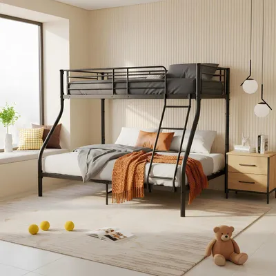 Produktbild von Etagenbett Kinderbett 90x200 cm & 140x200 cm Metall Schwarz
