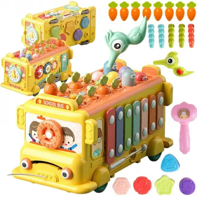 Produktbild von Woopie Baby Interaktiver Montessori-Bus, pädagogische 6-in-1-Hammerbecken +18 M