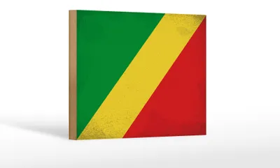 Produktbild von Holzschild Flagge Kongo 18x12cm Flag of the Congo Vintage