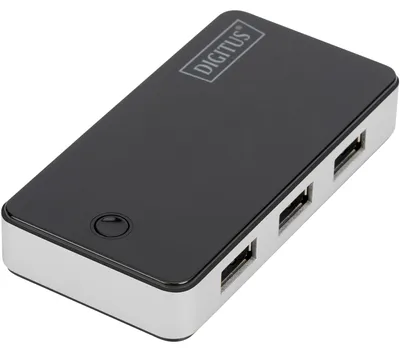 Produktbild von Digitus USB 3.0 Hub, 4-Port schwarz, USB 3.2 Gen 1 (3.1 Gen 1) Type-A, 5000 Mbit/s, Schwarz, Silber, China, 5 V, Windows 7 Home Premium, Windows Vista Home Premium, Windows XP Home