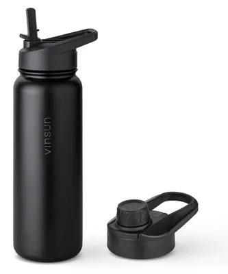Produktbild von Trink Flasche Edelstahl 750ml Thermoflasche Sport Gym isoliert Strohhalm Vinsun, KI-generiertes Bild