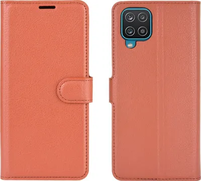 Produktbild von Mobigear Classic  Samsung Galaxy A12 Hülle Klapphülle Geldbörse - Cognac