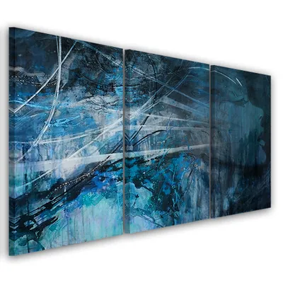 Immagine prodotto di Trittico su tela blu altro 90x60 cm Feeby blu quadro da parete pronto per essere appeso