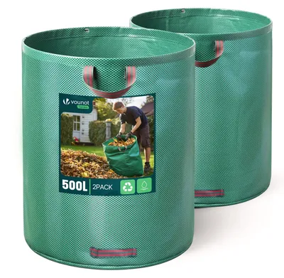 Produktbild von VOUNOT® 500 Liter Gartensack Gartenabfallsack mit Griffen, Laubsack für Grünabfall, 2er Set
