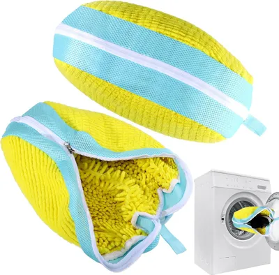 Produktbild von 2 Stück Schuhwaschbeutel Waschmaschine 40.5cm x 27cm, Wiederverwendbarer Schuhbeutel Waschmaschine Waschbeutel Schuhe mit Reißverschluss Wäschesack Schuhe Groß für Waschmaschine Trockner