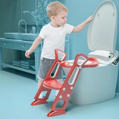 Productafbeelding van Famanu toilettenzitting met trap voor kinderen - Rood