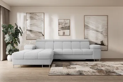 Produktbild von ALTDECOR Ecksofa mit Schlaffunktion und Bettkasten - COMA L - 271x203x79 - Hellgrau Corner Sofa Eckcouch Couch L-Form, links/rechts angeordnet, Schlafcouch Ausziehbar Wohnlandschaft
