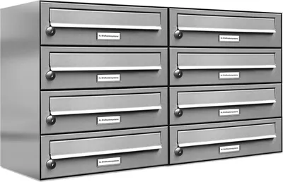 Immagine prodotto di 8 V2A sistema di cassette postali a muro in acciaio inox Cassetta postale a 8 scomparti