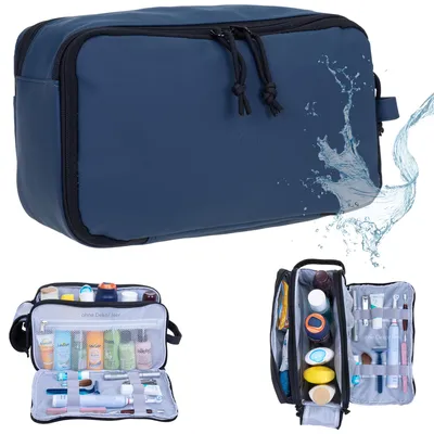 Produktbild von Kulturbeutel Kulturtasche viele Fächer Herren Damen Kosmetiktasche gross wasserabweisend aus Plane Reise Sauna Sport Freizeit Tasche Elephant Hydro Washbag 12829 Blau