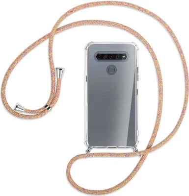 Produktbild von Handykette Backcover-Schutzhülle mit Band (Metall silberfarben) für LG K61 LM-Q630 - Rainbow