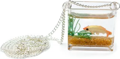 Produktbild von Golfischglas Kette Halskette 45cm Miniblings Fisch Goldfisch Aquarium rechteckig