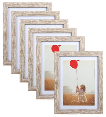 Image de Lot de 6 cadres photo de 13x18 cm - Cadres photo rustiques beige