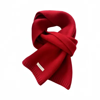 Image de Écharpe en cachemire chaude, écharpe d'hiver pour femmes et hommes, 160 x 20 cm, rouge