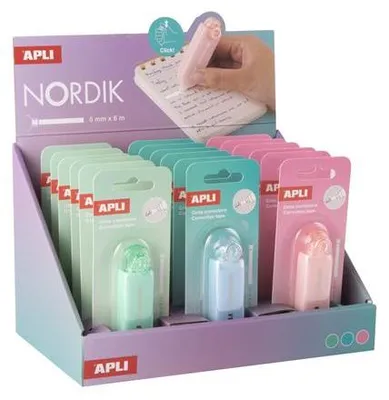 Obrázok produktu pre Korekčný valček "Nordik", rôzne pastelové farby, 5 mm x 6 m, APLI 20391