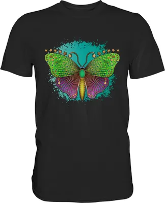 Produktbild von Bunter Schmetterling T-Shirt – Black / XXL