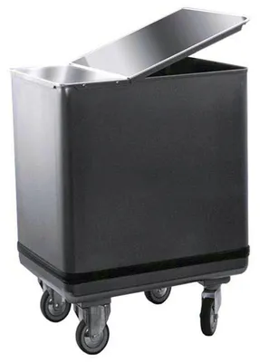 Immagine prodotto di Carrello per farina KBS, carrello per ingredienti da 135 litri su ruote, realizzato in acciaio inossidabile con coperchio incernierato