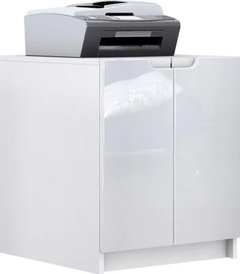 Produktbild von Vladon Druckerkommode Logan,  Germany, Aktenschrank mit 2 Fächern und 2 Türen, Korpus in Weiß matt, Fronten in Weiß Hochglanz (51 x 60,5 x 54 cm)