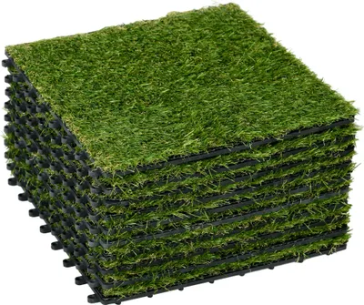 Produktbild von Kunstrasen outdoor 10er Set - Rasenfliesen mit Drainage 25 mm naturgrün