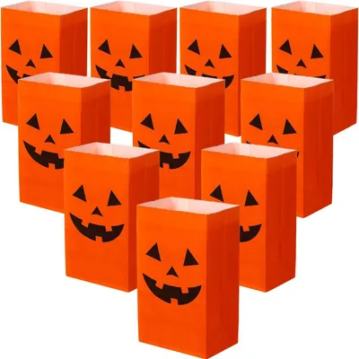Produktbild von Halloween Süßigkeitentüten – 10er Set Mitgebsel-Tüten – Geschenktüten für Halloween – Partytüten für Süßigkeiten und Kekse – Papier – 18 x 9 x 6 cm