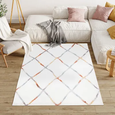 Produktbild von Teppich Wohnzimmer Schlafzimmer Modern Design Shaggy Hochflor Langflor Bunt 160 x 220 cm