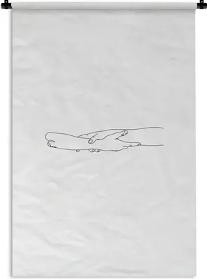 Produktbild von MuchoWow® Wandteppich Wandbehang Strichzeichnungen - Hände - Schwarz - Weiß 90x135 cm Tapisserie Dekoration Wandtuch - Baumwolle - Wandskulptur