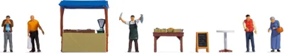 Produktbild von NOCH H0 Figuren-Themenwelt „Fischstand“, Handkoloriert H0 Figurenset Wochenmarkt Zubehör