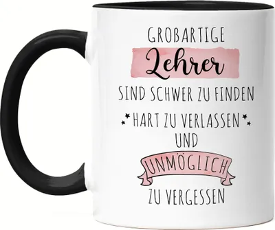 Produktbild von Großartige Lehrer Sind Schwer Zu Finden Tasse Schwarz Dankeschön Geschenk Hart Zu Vergessen