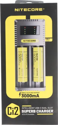 Zdjęcie produktu dla Ładowarka Nitecore CI2, inteligentna 2-krotna szybka ładowarka z portem ładowania USB-C, ładuje akumulatory Li-Ion, NiMH i NiCd