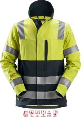 Produktbild von Snickers ProtecWork Hi-Vis Arbeitsjacke, Kl. 3, EN 1149, 11611, 11612, 13034, 20471, IEC 61482 HV-Gelb-Navy-XXXL