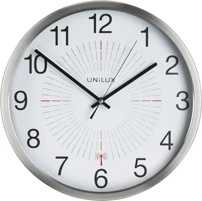 Produktbild von Unilux Funk-Wanduhr, 35,5cm, silbergrau