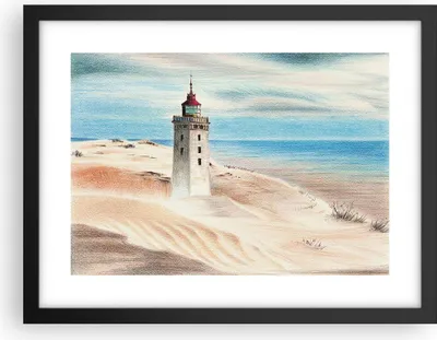 Produktbild von Gerahmtes Poster - Schwarzer Rahmen - Laterne Meer Bild - 40x30 cm - Wand Bild - Wanddeko - Wandbilder - Kunstposter - Wandposter - Bilderrahmen - Bilder - Kunstdruck - P2BAA40x30-4764
