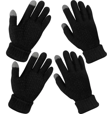 Produktbild von Geyoga 2 Paar Damen Winter Touchscreen Handschuhe Warm Fleece Gefüttert Strickha