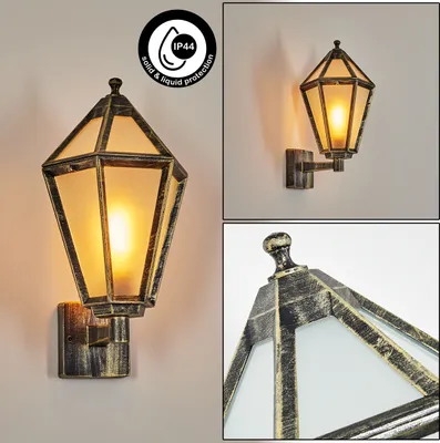 Produktbild von Mondavio Außenwandlampe aus Metall/Glas in Schwarz/Gold/Milchglas oder Klar
