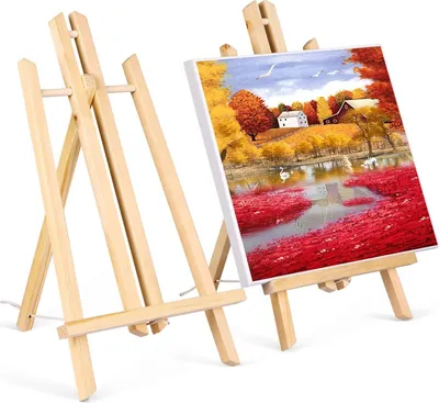Produktbild von Holzstaffelei, 40 cm Massivholzstaffelei, Display/Tischstaffelei, klappbar, platzsparend