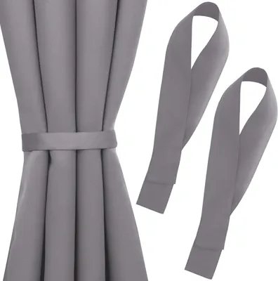 Immagine prodotto di Set di 2 cravatte per tende grigie Blumtal - cravatta per tende 72x5 cm - supporto per tende opache lavabili