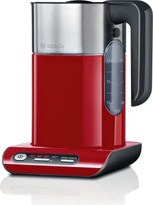Image de Bosch TWK8614P - 1,5 l - 2400 W - rouge - plastique - inox - température réglable - indicateur de niveau d'eau (TWK8614P)