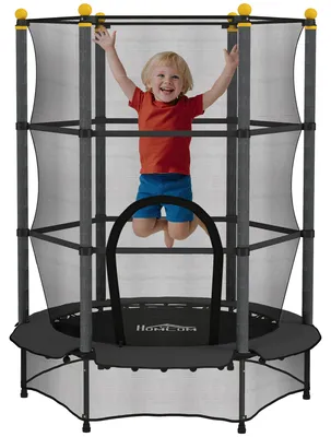 Obrázok produktu pre Detská trampolína HOMCOM Ø 140 cm, trampolína pre deti od 3 do 10 rokov, čierna