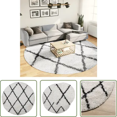 Produktbild von The Living Store Teppich Shaggy Hochflor Modern Creme und Schwarz Ø 280 cm