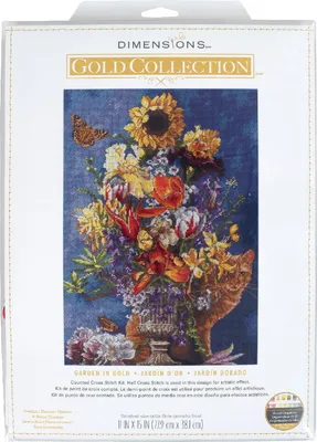 Produktbild von Dimensions Kreuzstich Set "Gold Collection Garten in Gold", Zählmuster, 27,9x38,1cm