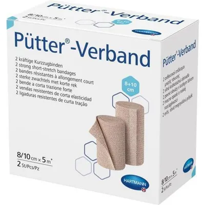 Productafbeelding van Pütter-verband, sterke korte verbandrollen, 8 - 10 cm x 5 meter, verpakking met 2 stuks