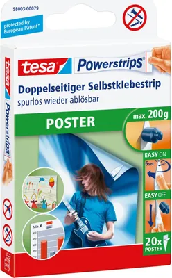 Produktbild von tesa Powerstrips® Poster, weiß, 20 Stck.